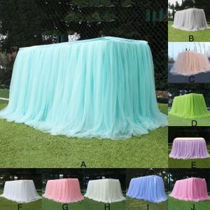 Tutu Tulle Table Skirt Elastic Mesh Tulle Tableware Tablecloth For Wedding Party Table Decoration Home Textile Accessories H1