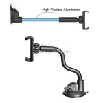 Universal 2 clamps windshield dashboard long arm gooseneck tablet mobile car holder for 7-10 inch Ipad
