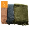 Very Warm Solid Acrylic Mohair Like Stripe Throw For Home