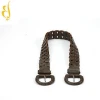 Vintage knitted brown extended double buckle belts