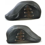 Vintage Look Mens Soft Leather Ivy Beret Newboy Flat Cap Hat