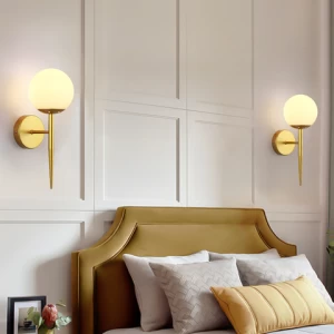 Wall lamp antique gold glass luxury black indoor home bedroom LED wall light