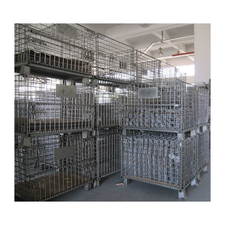 warehouse mesh roll racking steel forklift cage stacking container cage