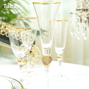 Wedding decorated glassware goblet rimmed gold wine glass