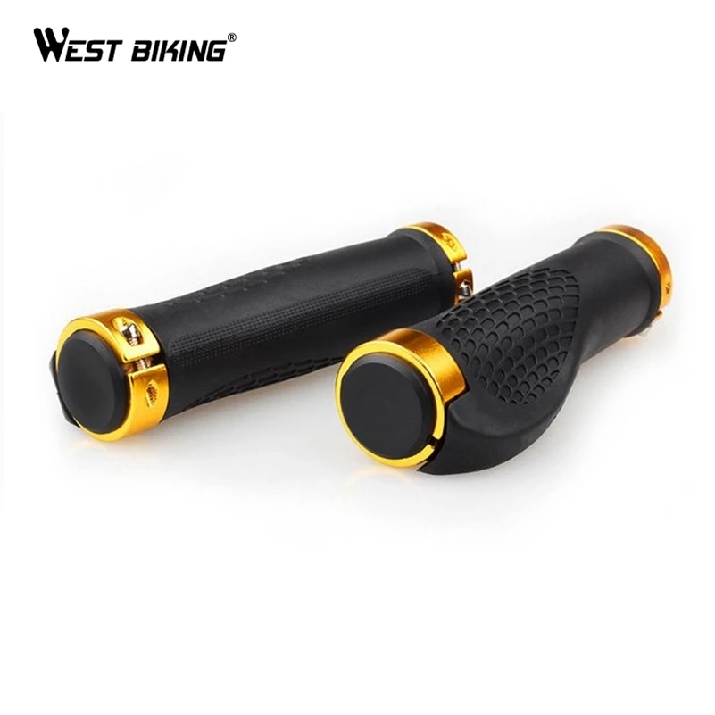 WEST BIKING Cycling Grips Aluminum Alloy Double Lock-on Rubber Handlebar Grips Training Mountain Bicycle Handle Grip