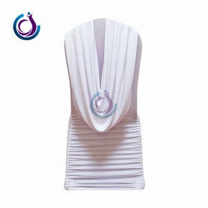 White Ruched Swag Back Spandex Banquet Swag Back draped/ ruffled Valance Chair Covers