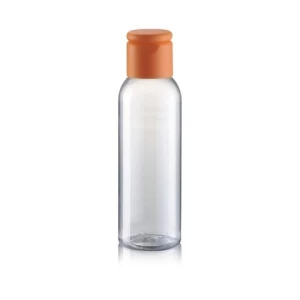 wholesale 60ml clear PET plastic bottle with orange flip top cap