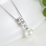 Wholesale 925 Sterling Silver High Quality Shell Pearl Pendant with Zircons Necklace