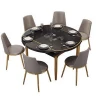 Wholesale Best price Adjustable luxury Glass round dining table chair sets dining room desk furniture with Electric furnace
