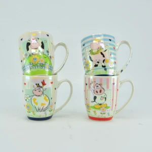 Wholesale Ceramic Mug Printed Cartoon Handmade Coffee Ceramic Enamel Mug