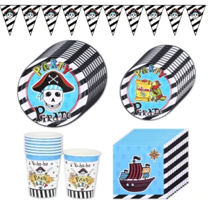 Wholesale event birthday pirate themed party supplies and favors set for kids, pirate party supplies party tableware