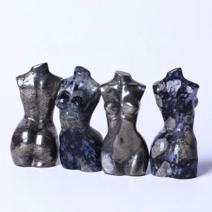 Wholesale High Quality Natural Crystals Carvings Pyrite Model Blue Dot Crystal Female Model Goddess Body Crystal