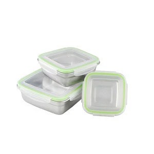 Wholesale home goods 3 sizes stainless steel food storage container square food containers