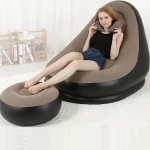 Wholesale in stock pvc flocking bedroom inflatable lounger air sofa with inflatable chair