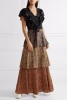 Wholesale Ladies Apparel Multicolor Cap Sleeve Lace-up Printed Cady Maxi Dress(DQE0400D)