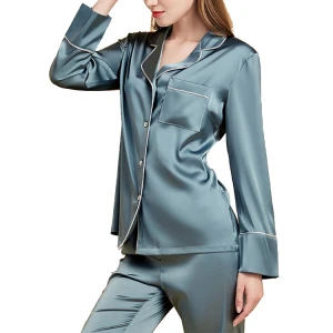 Wholesale Long  Silk  Pajamas 100% Silk Women Elegant Pyjamas