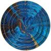 Wholesale new design fine bone china dinnerware sets, 10.5 inch blue marble ceramic dinner plates with gold rim