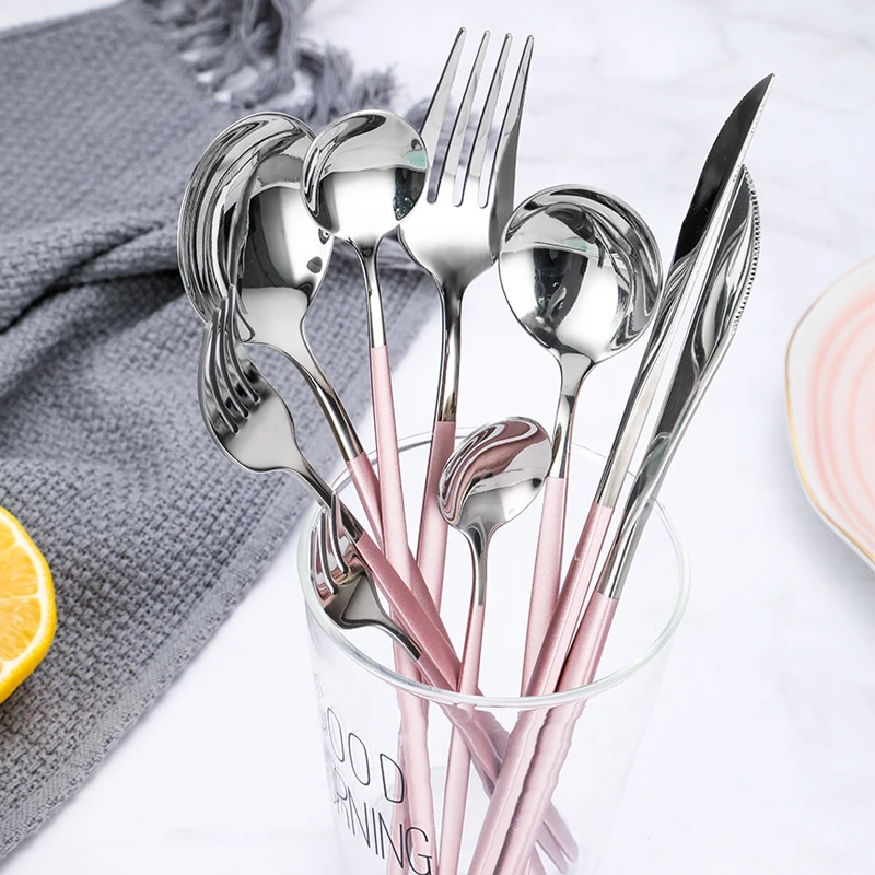 Wholesale Portugal Silver Cutlery Set of 9 Stainless Steel Spoon Fork and Knife Set Silverware Set