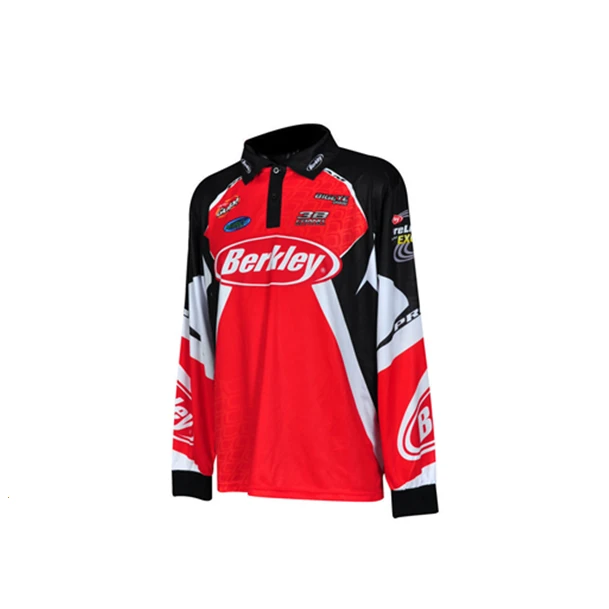 Wholesale sublimation long sleeve 100% polyester polo collar fishing jersey