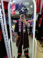WJ30034 Hmong costume  handmade Miao Men costume Men's Clothing hat and pants as a set