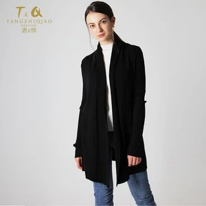 Women Long Sweater Design For Ladies Knitted Office Black Cardigan Plus Size