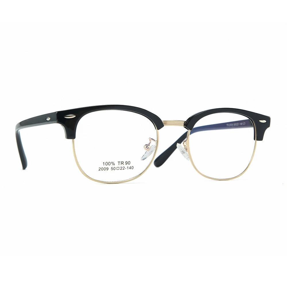 Women Round eyeglass frames for men Business metal half-rim eyeglasses frames Vintage Retro Glasses Black Clear Gray Eyewear