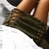 Womens Sexy High Waist Leather Vintage Lace Up Bodycon Faux Suede Split Tight Mini Skirt