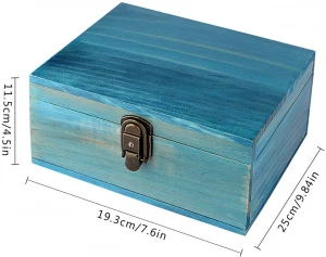 Wooden Keepsake Box, Decorative Wooden Box Vintage Handmade Wood Craft Box with Lock and Key