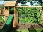 Wooden Playhouse Climbing Frame Children Outdoor