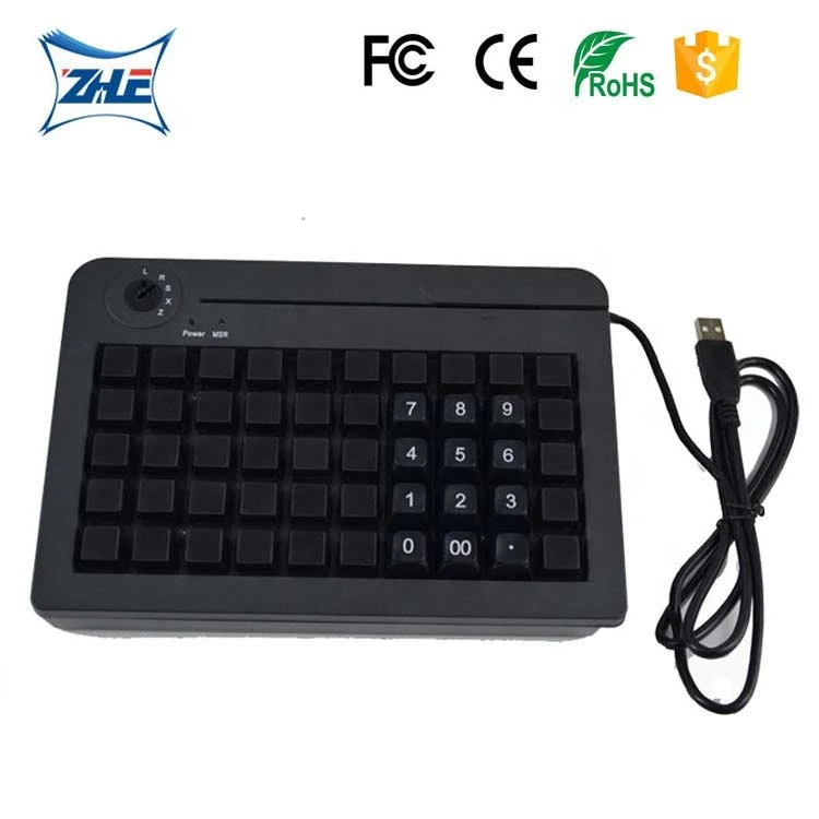 Zhihua 50 Keys 4 Segment Electronic Key Locks  USB Mechanical Programmable POS Keyboard With MSR Reader
