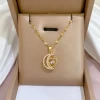 Fashion Crystal Gold Necklace Women Moon and Heart Pendant Necklace