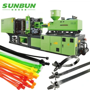 Sunbun CE UL approved  180T ABS/PC/PVC/PP plastic nylon cable tie making injection molding machine