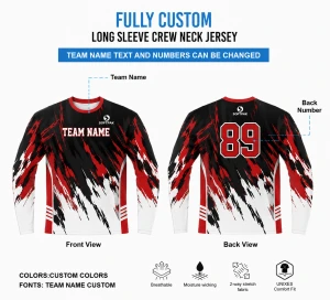 High Quality Custom Long Sleeve Sublimated Crew Neck Jersey