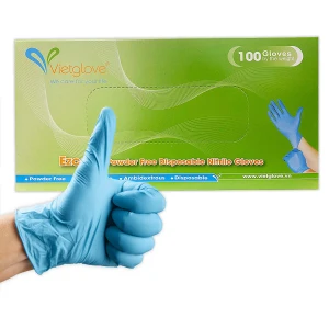 Aerohealth Surgical Gloves Non Sterile Vietglove Disposable, Nitrile Gloves Durable Rubber Exam Gloves Powder Free