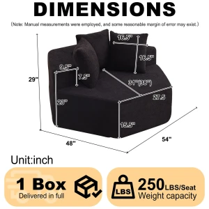 54-inch Modern-style hexagonal single lounge chair, featuring versatile arrangements and a modular design; this chenill