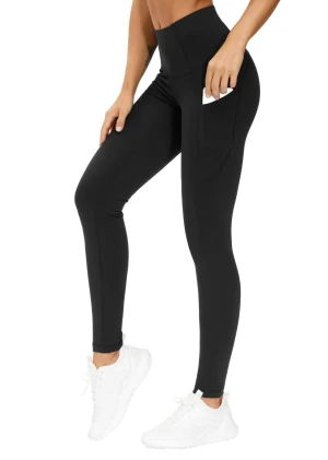 THE GYM PEOPLE Thick High Waist Yoga Leggings with Pockets Tummy Control Workout Running Pants for Women