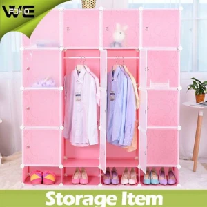 White pattern Garment Storage Portable Wardrobe Organizer Closet Rack (FH-AL0956-16)