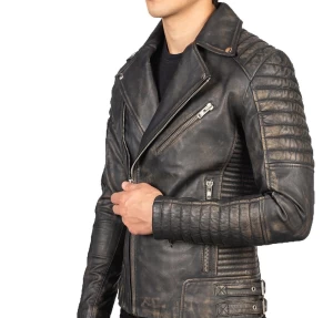 Armand Distressed Brown Leather Biker Jacket