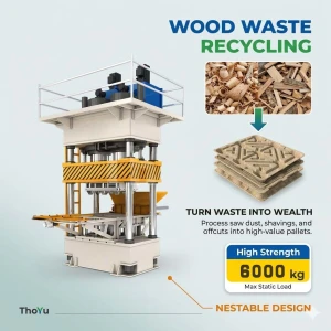 Low Price Wood Sawdust Pallet Press  Machine Rice Husk Fully Automatic Presswood Pallet Production Line