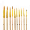 10 pcs Craft Paint with Gold Nylon Round Tip Brush and Black Tail for Adults