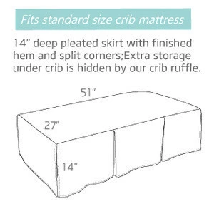 100% Cartoon clouds natural cotton crib bed skirt pleated crib skirt