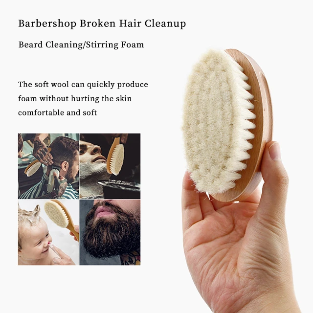 100% Natural Hairbrush Goat Hair Beech Wood Material Soft Beard Brush
