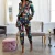 Import 1019M099 best design colorful print leisure office suit Women Two Piece Pants Suit Set from China