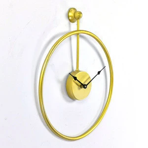 12 inch 30cm round gold modern simple  brief metal home decorative quartz wall mounted clock for living room