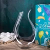 1500ml Customized Hand Made Treble  Magic U Shape Single Crystal Wine Glass Decanter