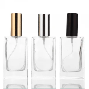 15ml 30ml 50ml Empty Square Spray Atomizer transparent Glass Perfume Bottles  Refillable Bottle  with Aluminium Cap
