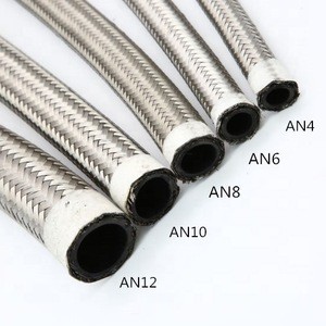 16AN NBR CPE rubber 304 stainless steel wire  braided auto motorcycle hydraulic assembly hose AN16  line hose 16#