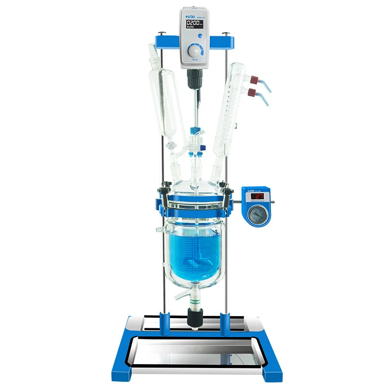 1L 2L 5L Double Layer Laboratory chemical Jacketed Glass Reactor with agitator