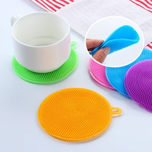 1PC Kitchen Accessories Silicone Dish Washing Brush Bowl Pot Pan Wash Cleaning Brushes Cooking Tool Cleaner Sponge Scouring Pads