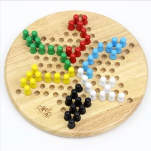 2 in 1 Indoor Wooden Chinese Checkers Chess Board Game for Family
